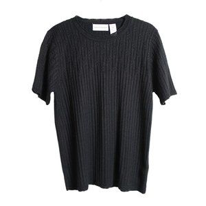 Alfred Dunner Black Short Sleeve Knit Top